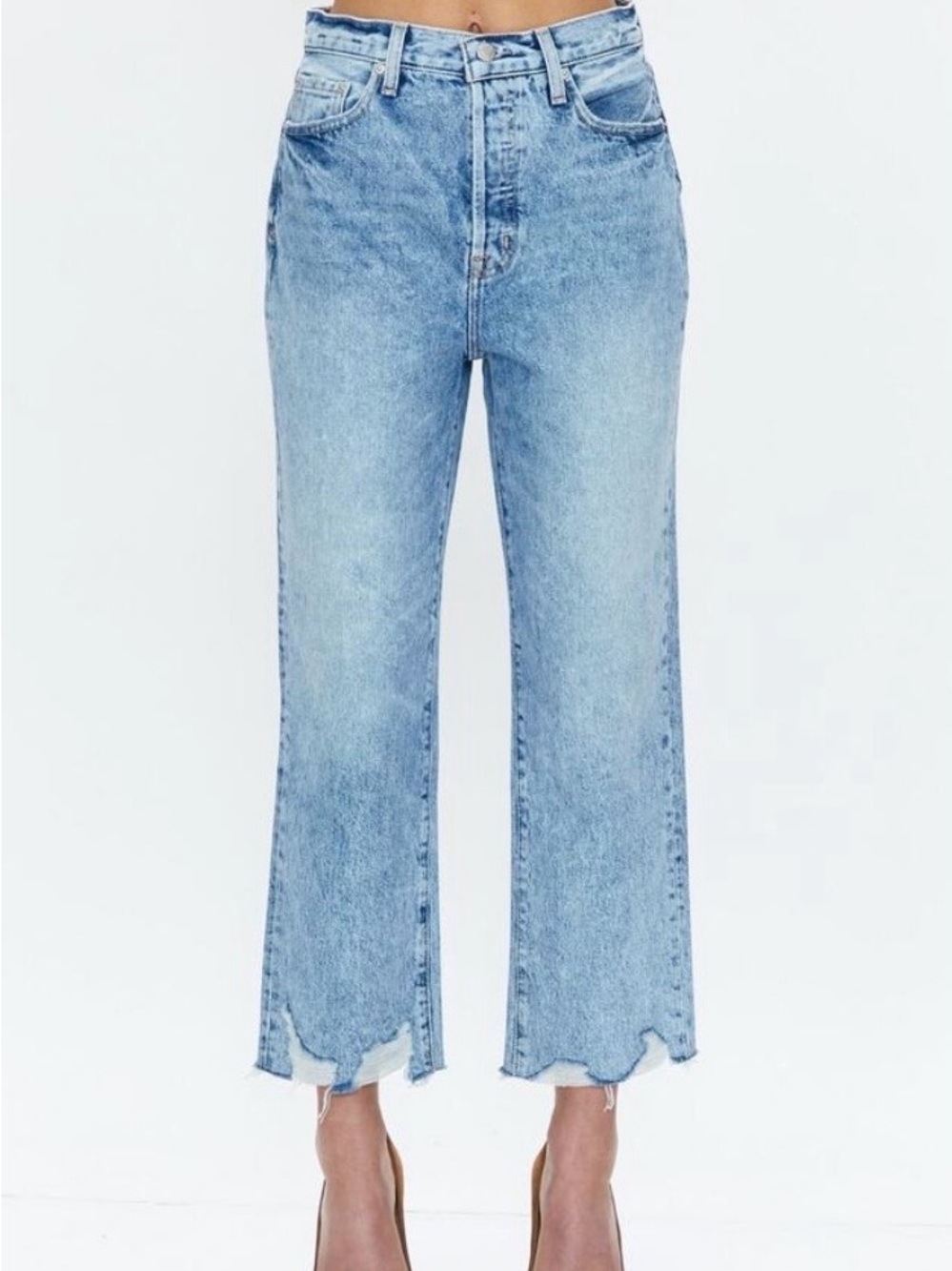 Pistola High-Rise Light Blue Wide-Leg Jeans with Raw Hem